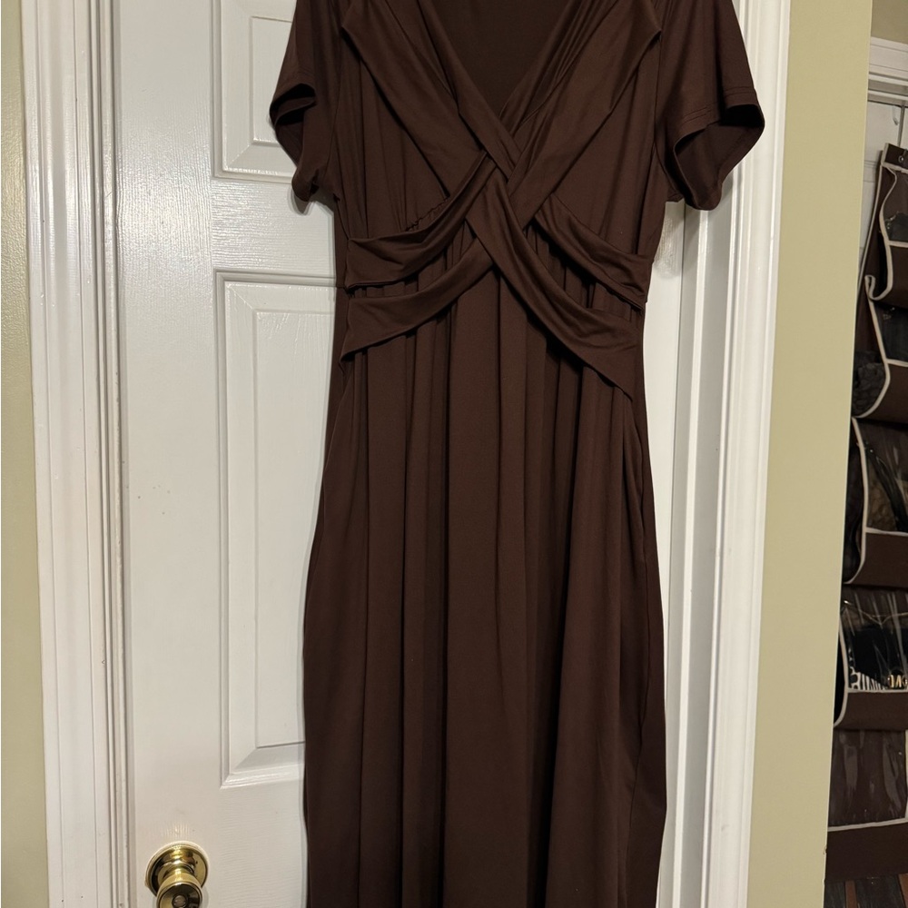 SHEIN Chocolate Brown Midi Dress